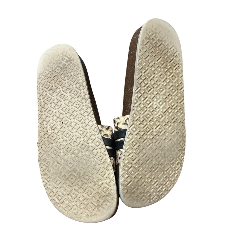 Tory Burch Leigh Anatomic slide snake print sandals sz 10 logo embossed leather - Picture 5 of 7